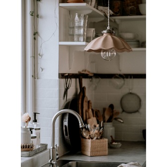 Ceramiczna lampa wisząca Alva beżowa 30cm w kuchni 02